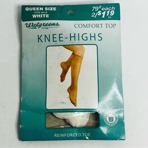 vintage walgreens knee high comfort top queen size white reinforced toe